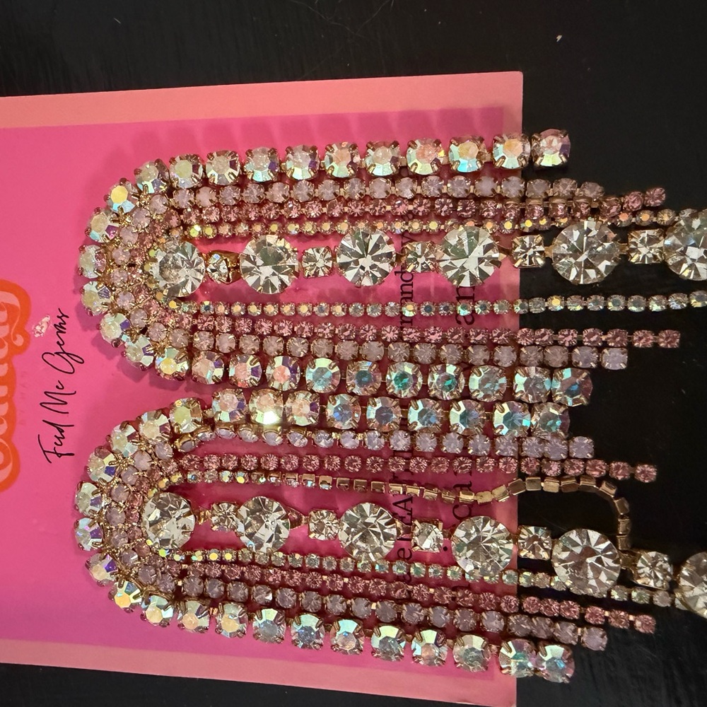Pink Crystal Statement Drop Earrings